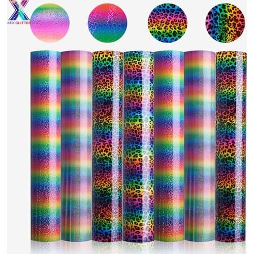 XFX HTV 1 Piece 25cmx150cm PU Rainbow Heat Transfer Vinyl DIY Cricut Vinyl Machine T-shirt Iron on HTV Printing Iron on Vinyl