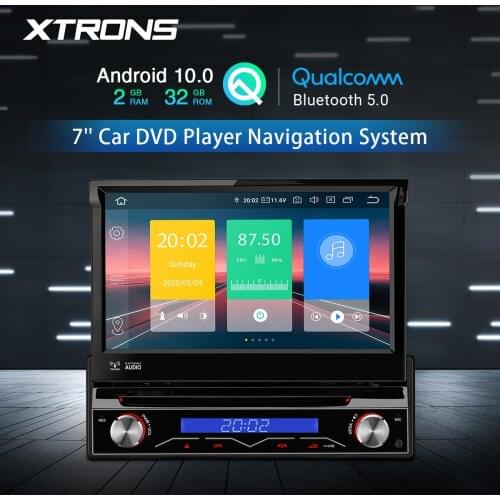 XTRONS Universal 7'' Android 10.0 Qualcomm Bluetooth 5.0 1 Din Car DVD Stereo Radio Player WIFI USB 1080P GPS Steering Wheel