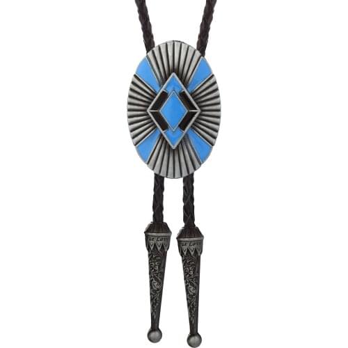 Western Denim bolo Tie Zinc Alloy Leather Collar Rope Diamond Point Oil Tie