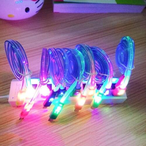 CatXaa 100cm Smiling Face Shine Lighting Micro USB Cable Charging Portable USB Cable for Xiaomi OPPO Intelligent Mobile Phone