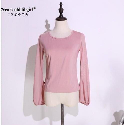 Women Long Sleeve Running Shirts Sexy Exposed YOGA Top Lycra Cotton Belly Dance GHH10