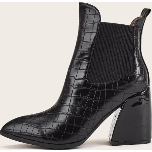 Real Leather Ankle Boots for Women Fashion Pointed Toe High Heels Womens Western Boots Slip-on Ladies Winter Black Shoes Size 43
