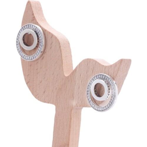 Original S925 Sterling Silver Pan Earring New Forever Logo Two In One Ear Stud For Women Wedding Gift Fashion Jewelry