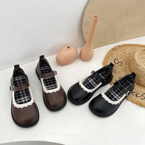 2021 Summer New Fashion Lolita Womens Shoes Wild Round Head Mary Jane Cute Buckle British Style Casual Shoes Female JK Shoes