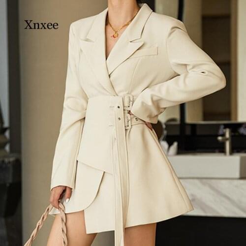 Blazer Dress Women Mini Party Office Lady Elegant Dress Female One-piece Dress Korean Sashes Long Sleeve Clothes Winter 2020 New