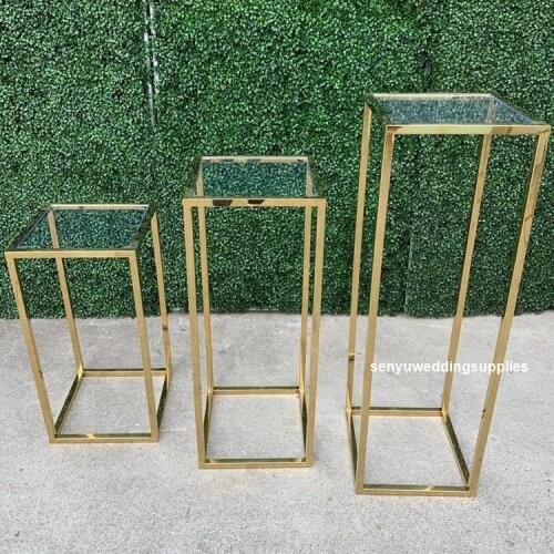 10pcs)Wedding Modern Rectangle Stand Metal Gold Geometric Metal Frame Tall Flower Stand Centerpiece senyu1816