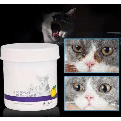 100pcs/set Aloe Extract Pet Eye Wet Wipes Cat Dog Tear Stain Remover Gentle Cleaning Wipes Grooming Cleaning Paper Towels