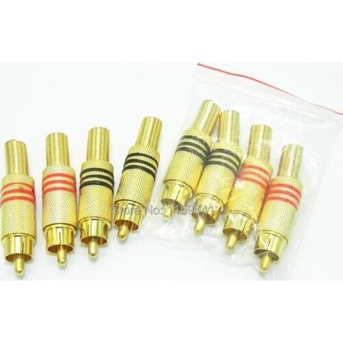 100pcs rca audio gold connector RCA Plug Male Audio Connector 24K gold plating for maximum signal transfer & durability