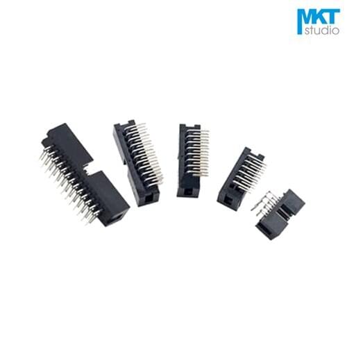 100Pcs Right Angle Pins 2.0mm Pitch DC3 Male IDC Connector Socket ISP JTAG Header Shrouded With Notch Key 14P 16P 18P 20P