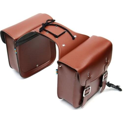 2 Pcs Motorcycle Saddle Bags Pu Leather Universal Motorcycle Side Storage Luggage Bag Fork Tool Pouch Waterproof Luggage Bags