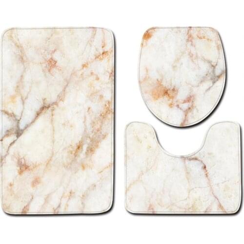 3Pcs/Set Marble Texture Toilet Lid Cover Floor Carpet Mat Home Bathroom Decor