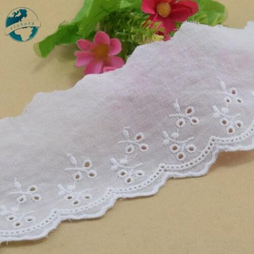 3yards 7cm width 100% Cotton embroid lace sewing ribbon guipure trim fabric warp knitting DIY wedding Garment Accessories#3168
