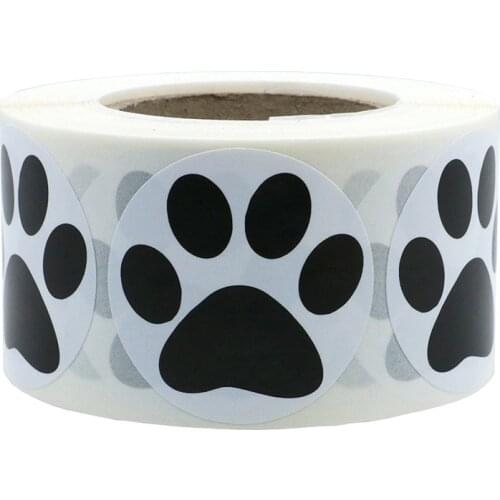 50-500pcs Black footprints of cute animals Stickers 1 inch Christmas Stickers Scrapbooking Packaging Seal Labels Stationery