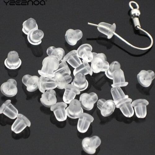 50pcs/lot Silicone Rubber Earring Clasp Ear Nut Earrings Safety Bullet Stopper Jewelry Accessories DIY Parts Ear Plugging