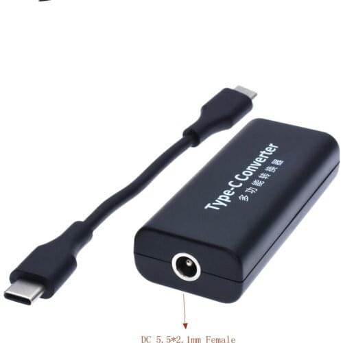 Dc Power Adapter Connector Converter 5.5*2.1mm Female to USB Type C Jack Converter for Lenovo Dell Hp Asus Laptop Charger 45W