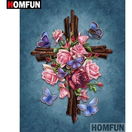 HOMFUN 5D DIY Diamond Painting Full Square/Round Drill "Flower butterfly" Embroidery Cross Stitch gift Home Decor Gift A09463