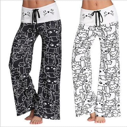 Korean Fashion Harajuku Y2k Pants Casual Cat Print Sweatpants Loosen Drawstring Trousers Joggers Women Clothing брюки женские