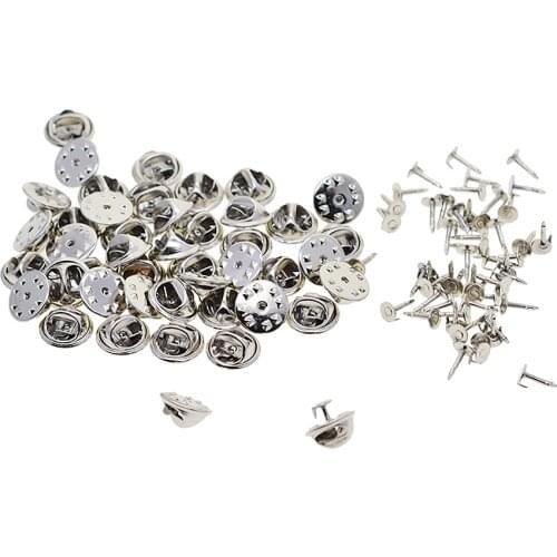 50 Sets Badge Hat Pin Backs Metal Tacks Butterfly Clutch Back Pins Lapel Scatter Pin Fasteners for Badges tie hat -Silver Color