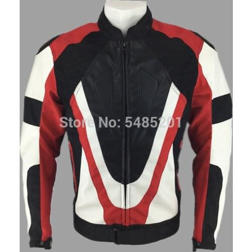 White Red Motorcycle Waterproof Oxford Cloth 600D PU Racing Jacket with Hump DA010