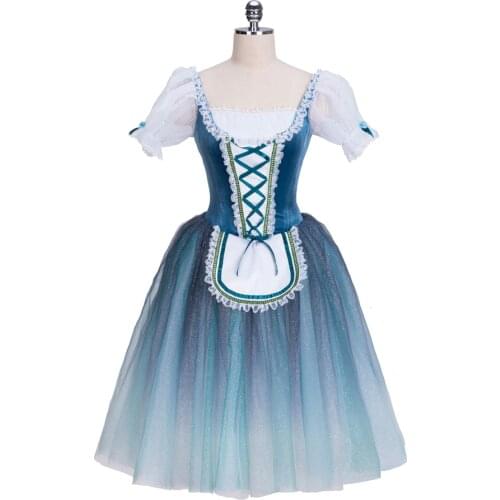 FLTOTURE Custom-Made Black Green 5 Layers Long Giselle Tutu Skirt Coppelia Variation Costumes For Sale