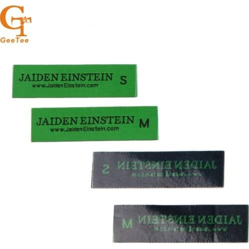 Customized iron on clothing woven labels with brand logo, hot melt glue heating adhesive labels/tags
