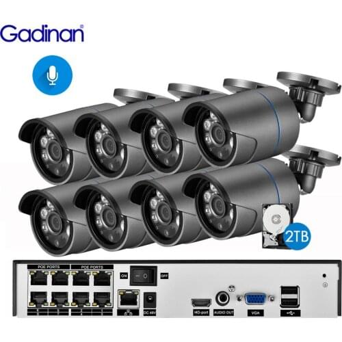 3.0MP Audio IP Camera 8CH 5MP POE NVR CCTV System Kit P2P Outdoor Video Surveillance Kit