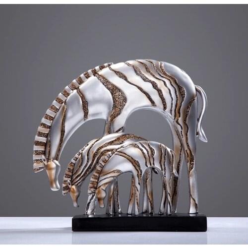 Northern European creative home accessories up TV cabinet porch office study decoration Zebra resin ornaments Home crafts gift