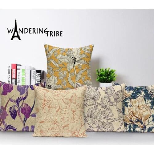 Nordic Home Decoration Throw Pillow Cover Flowers Decorative Pillowcases Spring Pillow Covers Custom Linen Cushion Cover 45 * 45