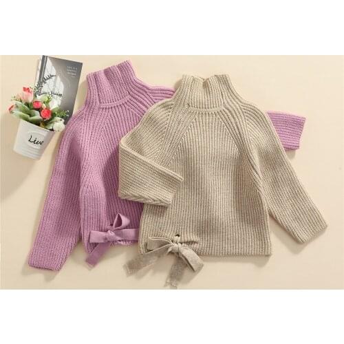 Baby Girl Fashion Solid Turtleneck Sweaters Pullover 1-6Y Toddler Kids Spring Fall Long Sleeve Knitted Top Outfits Clothes 2021