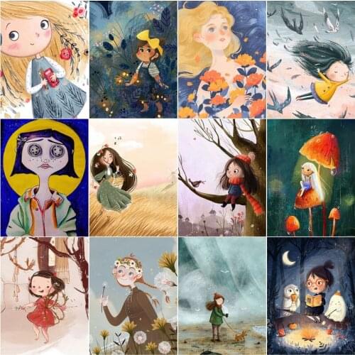 Cartoon Portrait Diamond Painting 5D Full Square Round Rhinestone Embroidery Cross Stitch Cute Girl Boy Wall Art Pictures