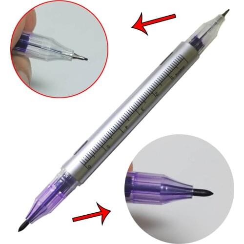 2x Set Microblading Surgical Skin Marker Pen With Ruler Scribe Tool permanent tattoo eyebrow Tattoo Piercing Permanent Makeup