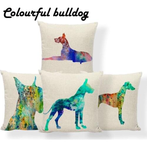 Greyhound Cushion Cover Great Dane Dachshund Pillows Rustic Country Bookcase Home Accessories Throw Pillow Cover 45X45Cm Linen