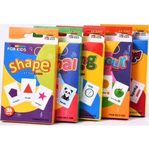 36Pcs/Set Montessori Educational Cognition Card Shape Animal Color Teaching Baby English Learning Word Card Table Game Toys Gift