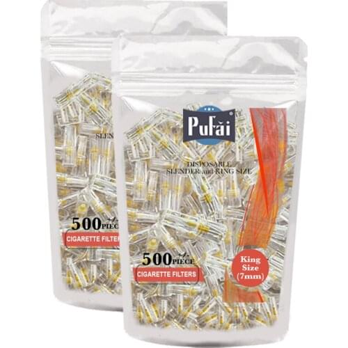 Pufai Disposable Cigarette Filters Slender King Slim Sizes Compatible 7 mm 1000 Pieces 2 Packs