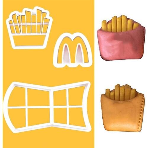 Plastic Bun Mold Kitchen Baking Mould Cutter Tools Children Cartoon Package Abrasive Cookie Stencil French Fries Cookie Decor