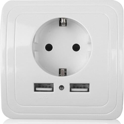 Popular USB Power Socket with Double USB Port Home Wall Charger Adapter EU Plug Socket Power Outlet