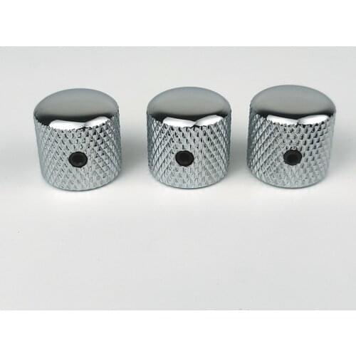 Guitar Control Knobs 6mm Dia, Dome Tuning Potentiometer Knob with Hole for Electric Guitar Precision Bass Chrome