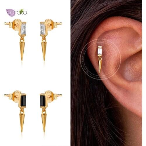 925 Silver Stud Earrings Black White Suitable For Exquisite Girls Women Birthday Party Gifts Modern Jewelry