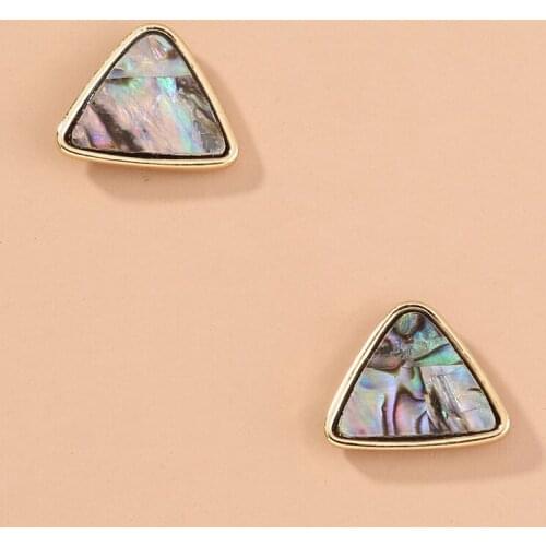 Minar Bohemia Colorful Abalone Shell Triangle Stud Earrings for Women Gold Color Metal Geometric Beach Earring Party Jewellery
