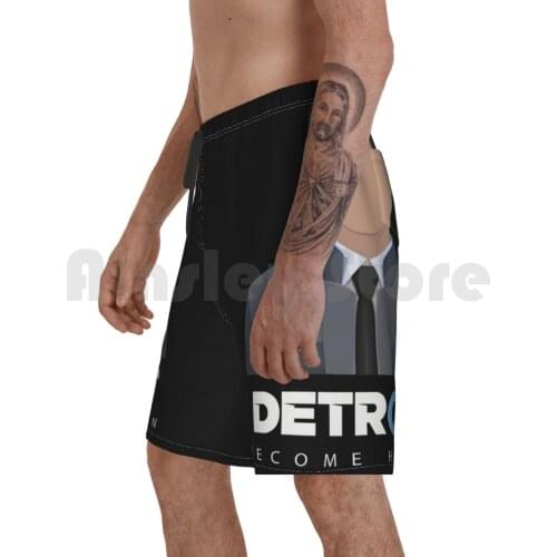 Detroit Become Human Beach Shorts Men Beach Pants Swim Trunks Connor Detroit Become Human Ps4 Video Game Vector Art