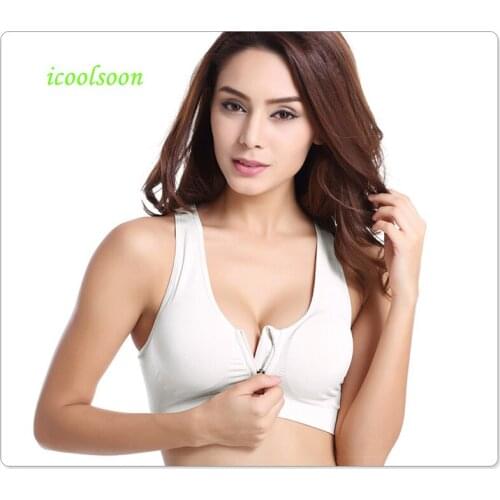 Front Zipper Rimless Sports Brassiere Yoga Shock-Proof Running Fitness Vest Underwear mesh crop top gathered bra icoolsoon sleep