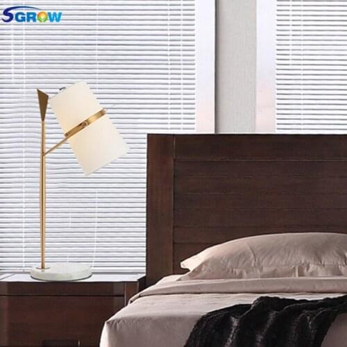 SGROW Marble Base Table Lamp Creative Design Study Lampara Led Desk Lamp For Living Room Bedroom Lighting Fixtures
