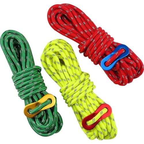 4m Reflective Paracord Outdoor Camping Tent Wind Rope 4mm Sun Shelter Awning with Aluminum Alloy Buckle Adjuster Wigwam