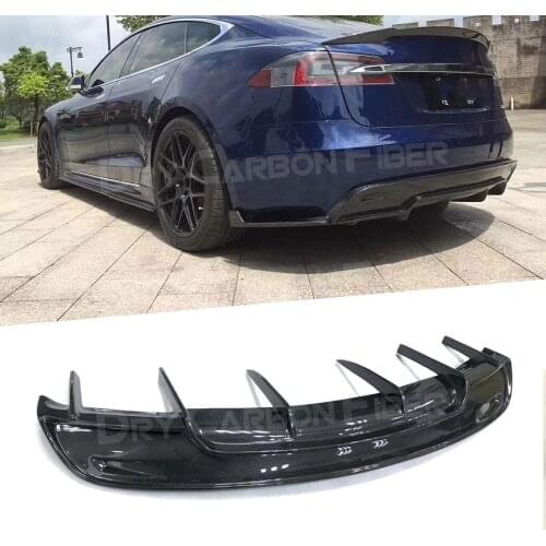 Carbon Fiber Rear Bumper Lip Diffuser Spoiler for Tesla Model S 70D P85D 90D P100D Sedan 4 Door 2016 2017