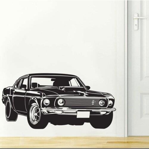 Vinilos Paredes Black Classic Car Wall Sticker Home Decor Living Room Removable Vinyl Wall Stickers Mural Wallpaper D248B