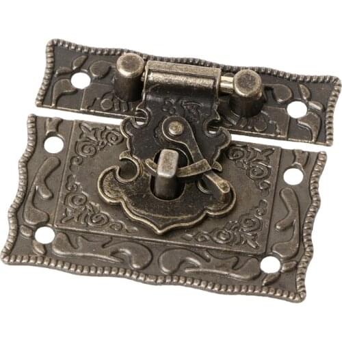 55mmx47mm Vintage Style Latch Wooden Box Hasp Pad Chest Lock Bronze Tone Antique