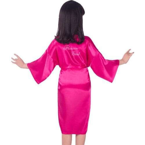 Children Print "Floral Girl"Diamond Robe Sexy V-Neck Rayon Nightgown Wedding Dressing Gown Knee-Length Loose Summer Home Dress