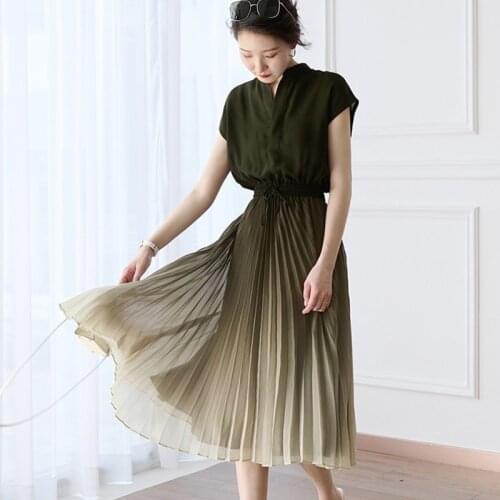 Korobov Korean O Neck Short Sleeve Japanese Dress Vintage Hit Color Patchwork Dresses Summer A-Line Chiffon Dress