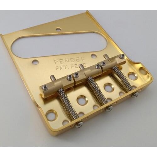 Gold Vintage Guitar Bridge Double Long Notched Sand Blasting Surface Brass Saddle For TELE Guitar