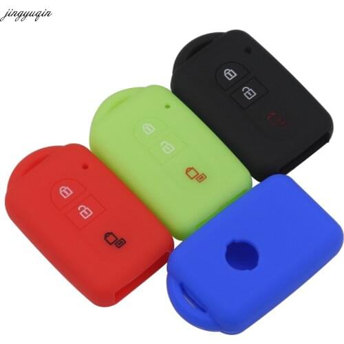 Jingyuqin 10ps For Nissan Qashqai / Dualis J10 2007- 2017 3 Button Silicone Car Remote Key Fob Shell Cover Case